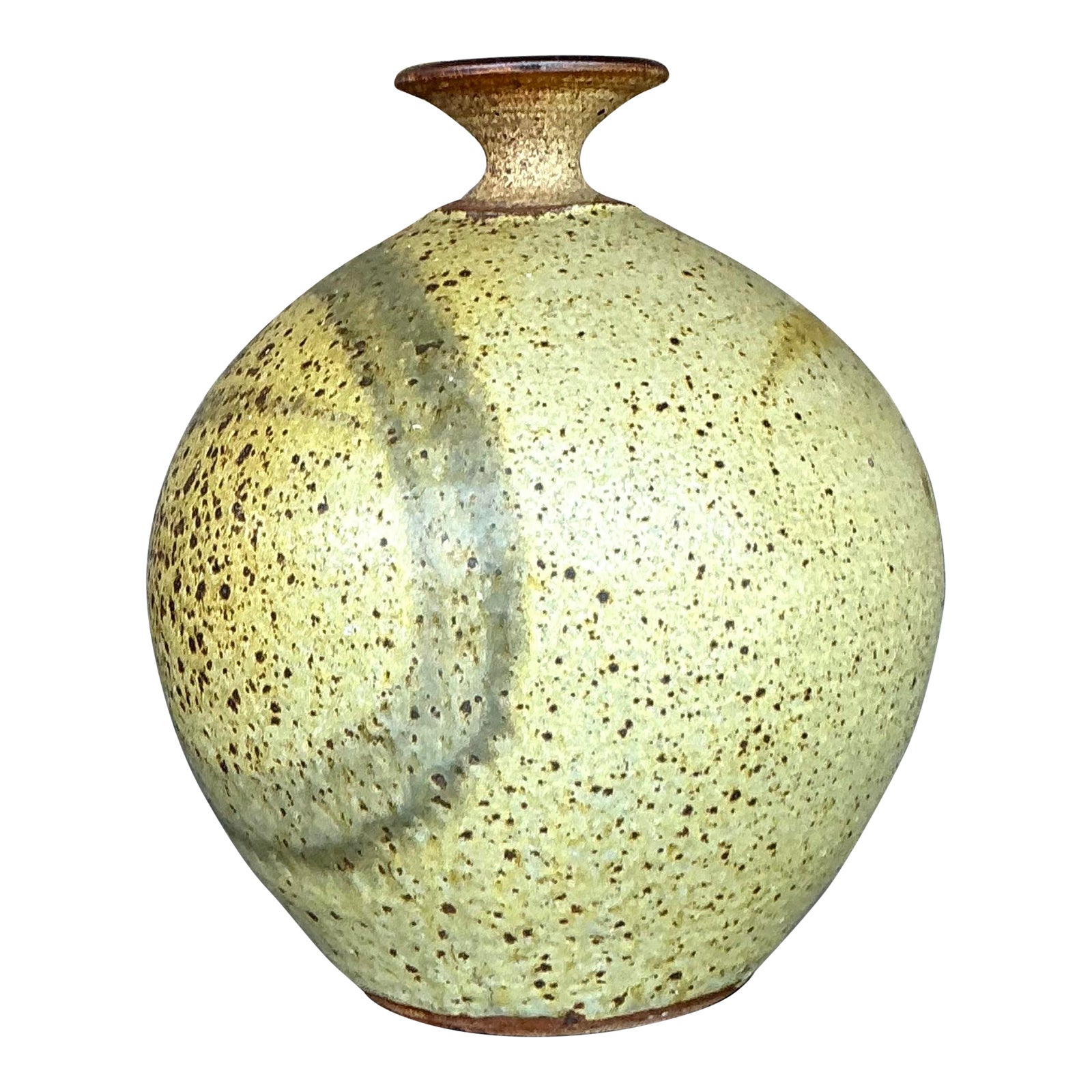 Vintage Boho Original Studio Pottery Vase - Stone, 7W x 9H - Detail view