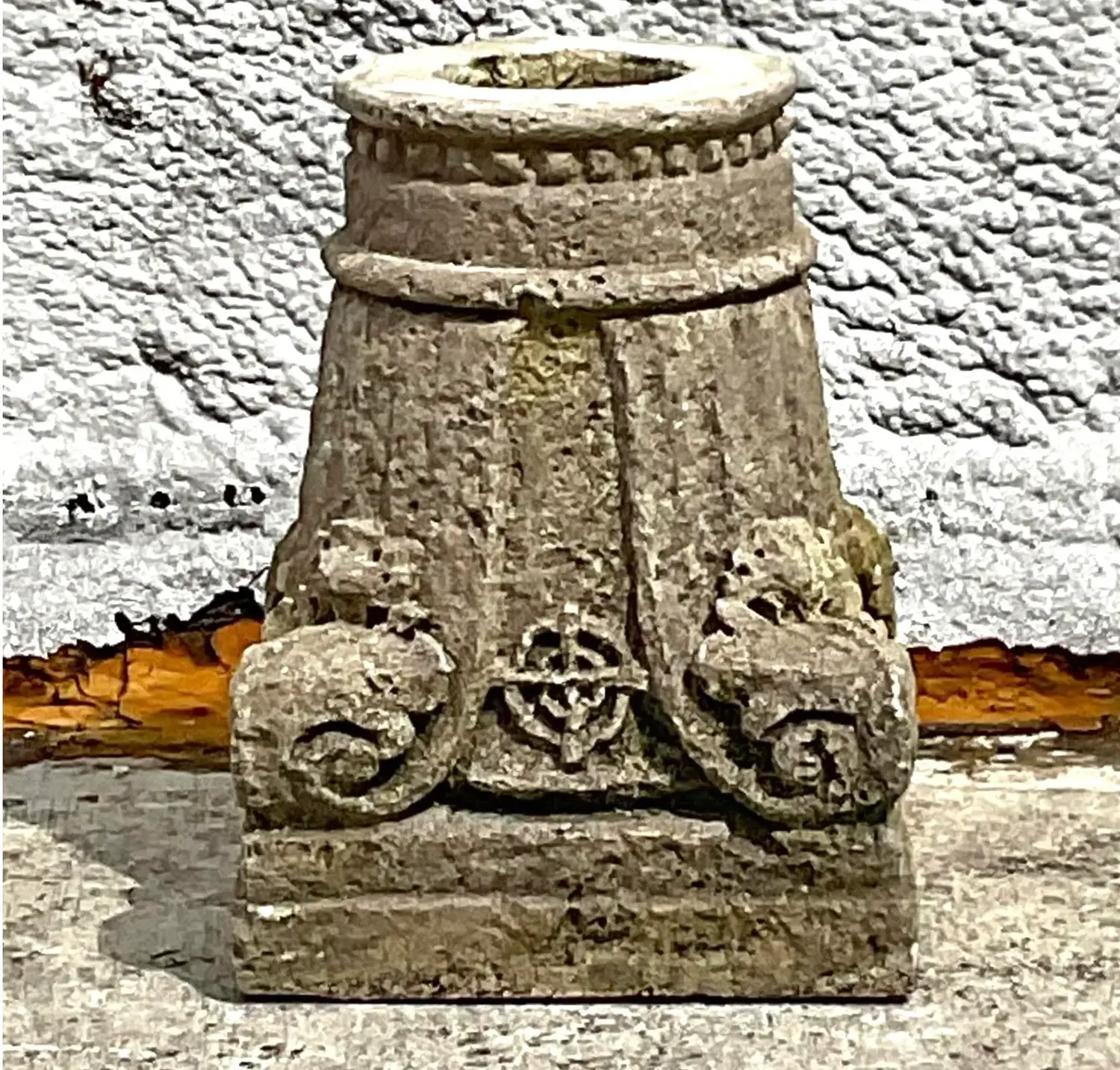 Vintage Boho Patinated Architectural Element Column - Back view