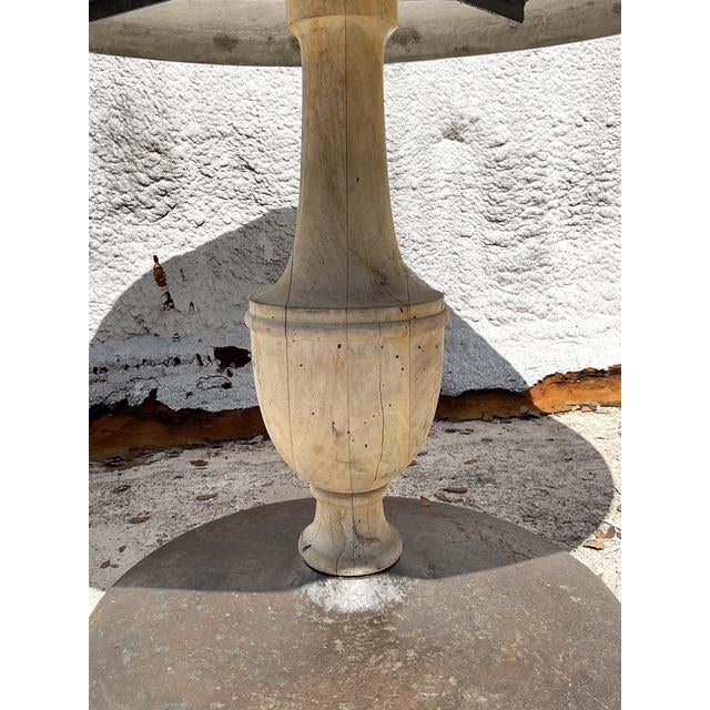 Vintage Boho Patinated Cafe Table - Side view