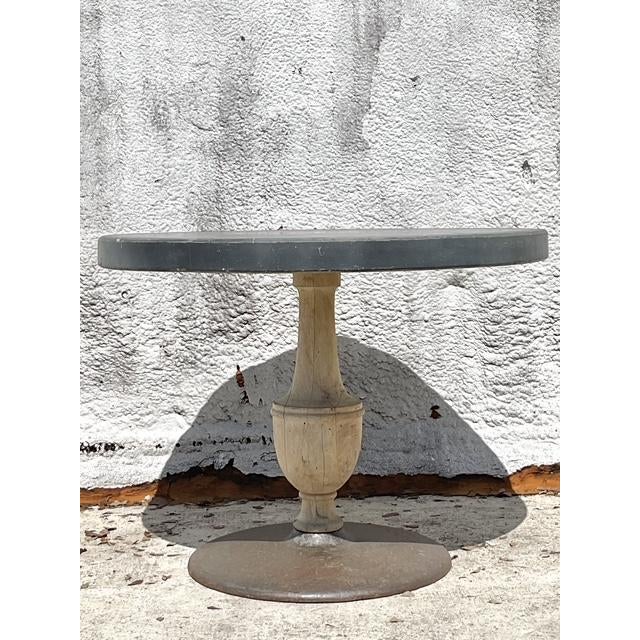 Vintage Boho Patinated Cafe Table - Back view