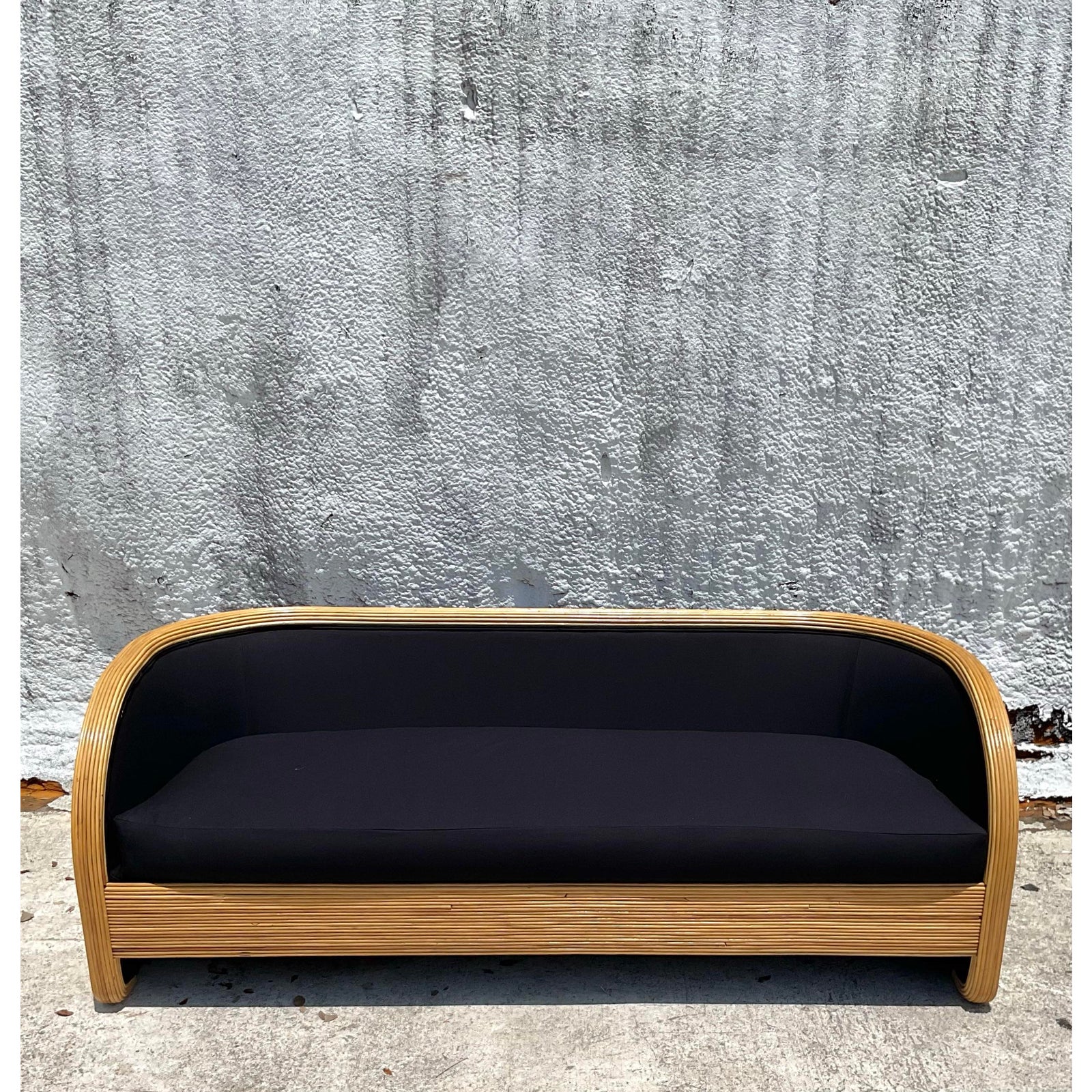Vintage Boho Pencil Reed Sofa - Back view