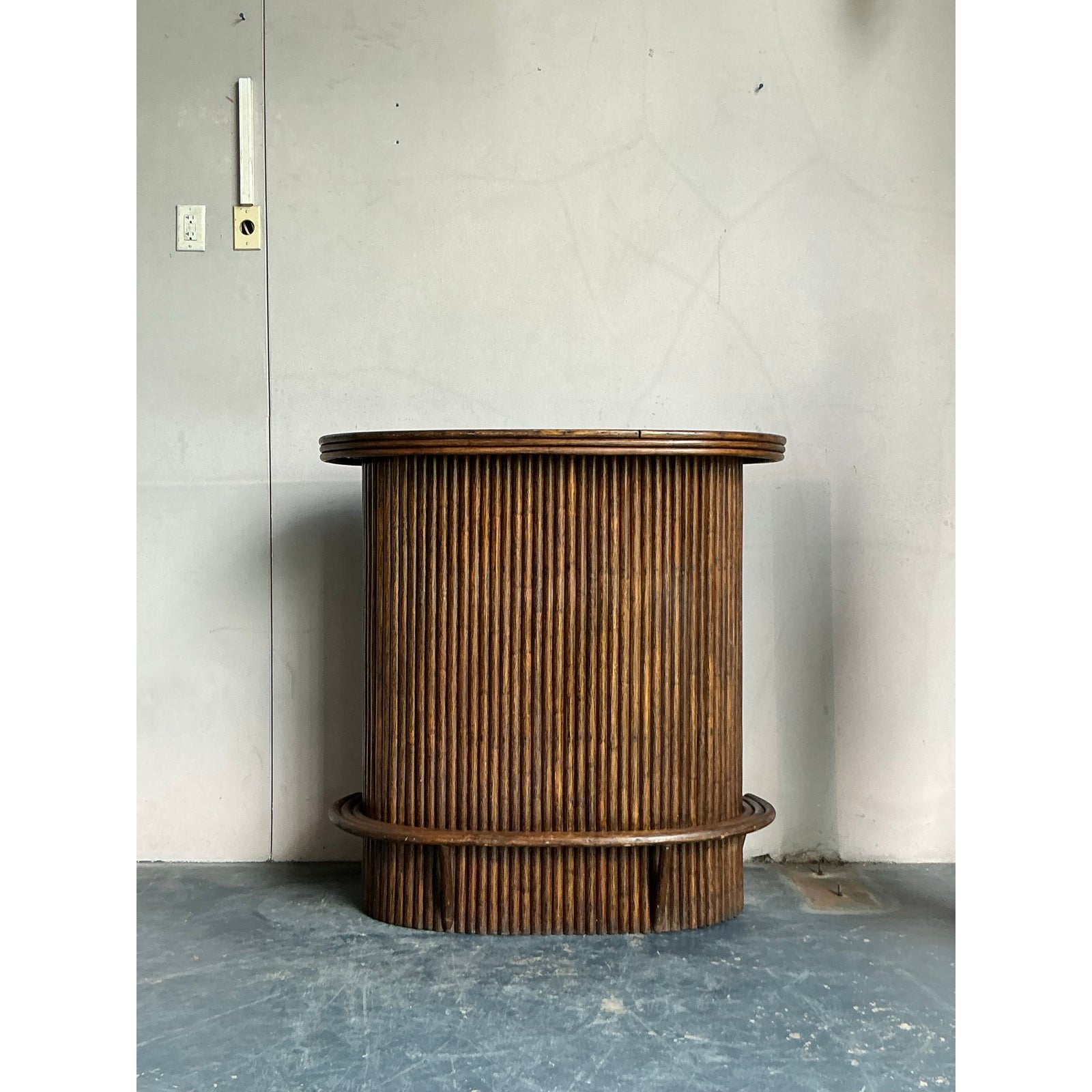 Vintage Boho Rattan Dry Bar - Back view