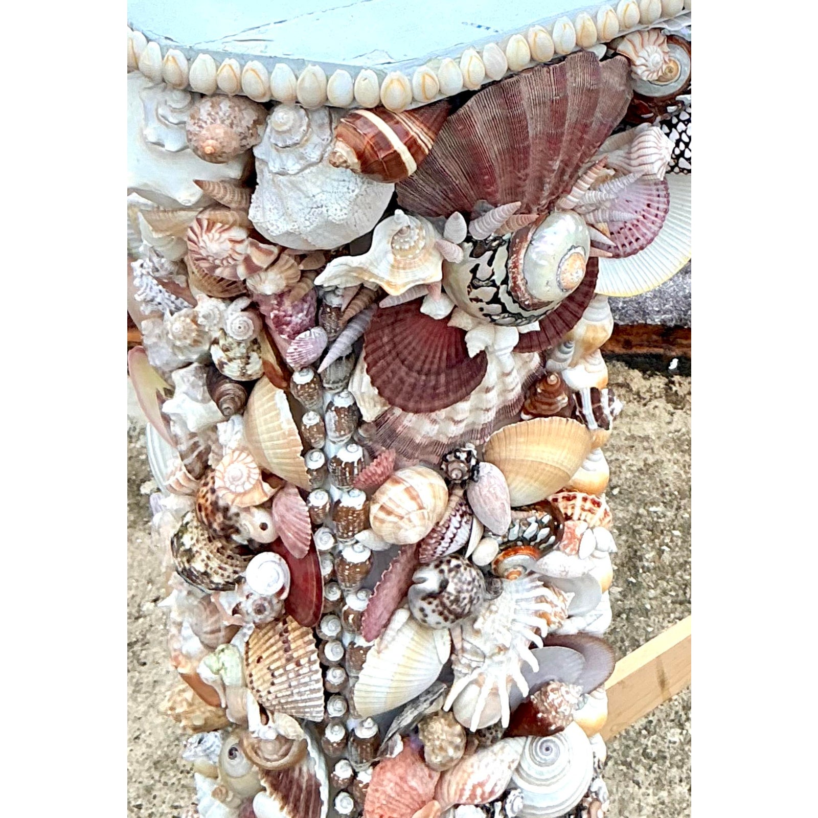 Vintage Boho Shell Encrusted Fireplace Surround - Top view