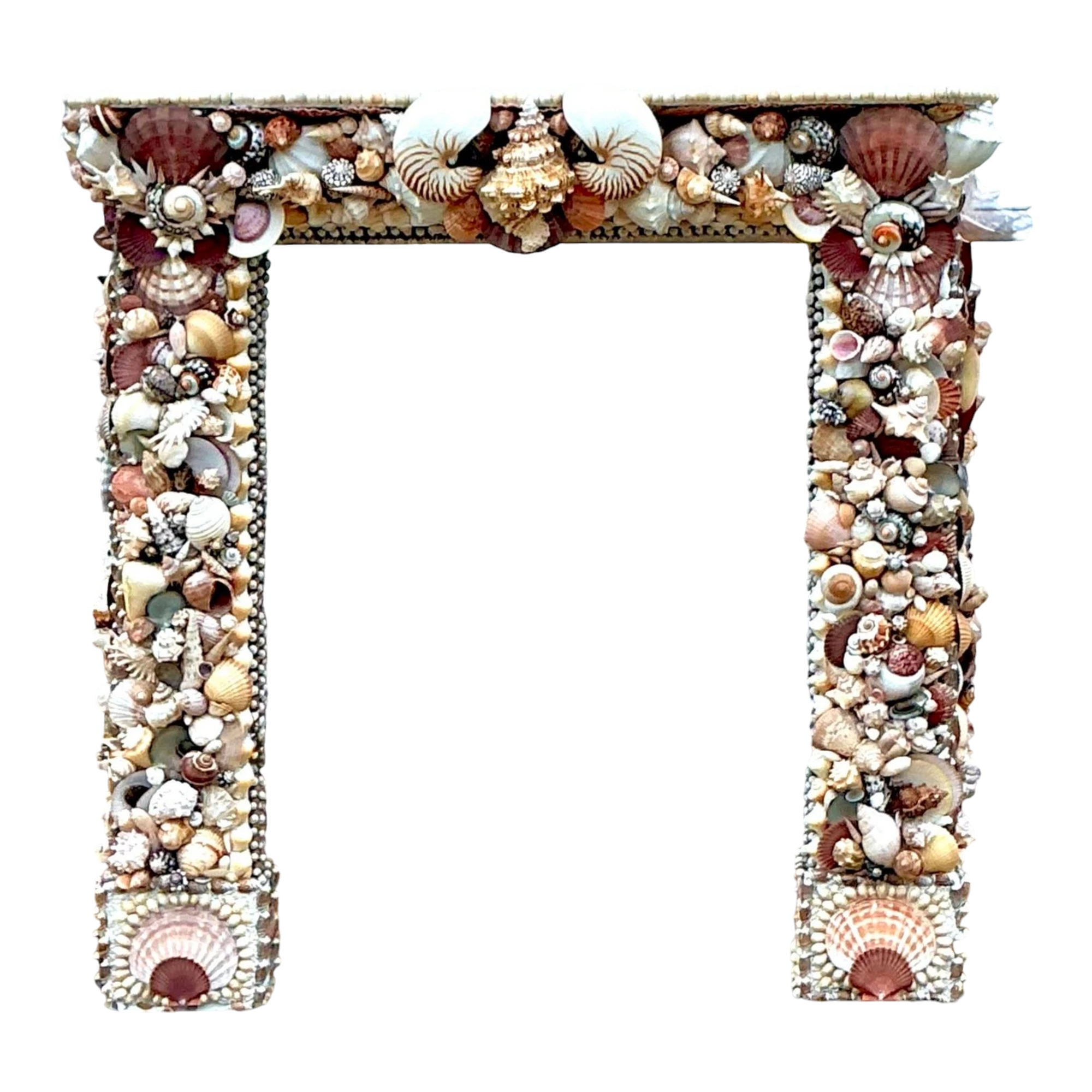 Vintage Boho Shell Encrusted Fireplace Surround - Detail view