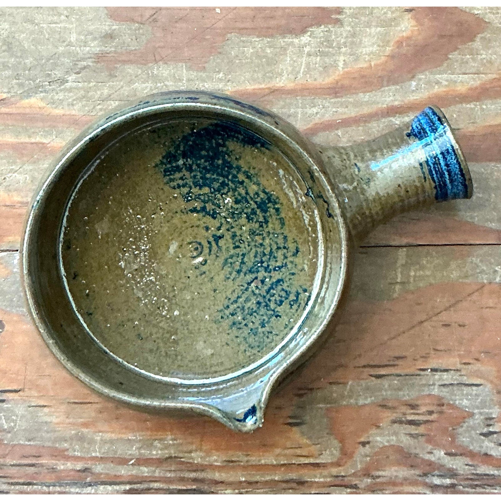 Vintage Boho Studio Pottery Bowl - Ceramic, 9W x 2.5H - Back view
