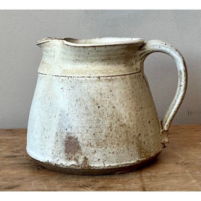 Vintage Boho Studio Pottery Pitcher - Pottery, 7W x 5H - Detail view