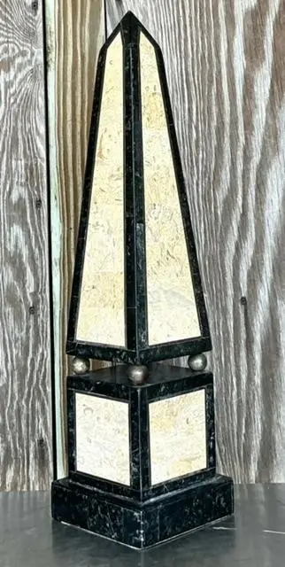 Vintage Boho Tessellated Stone Obelisk - Back view