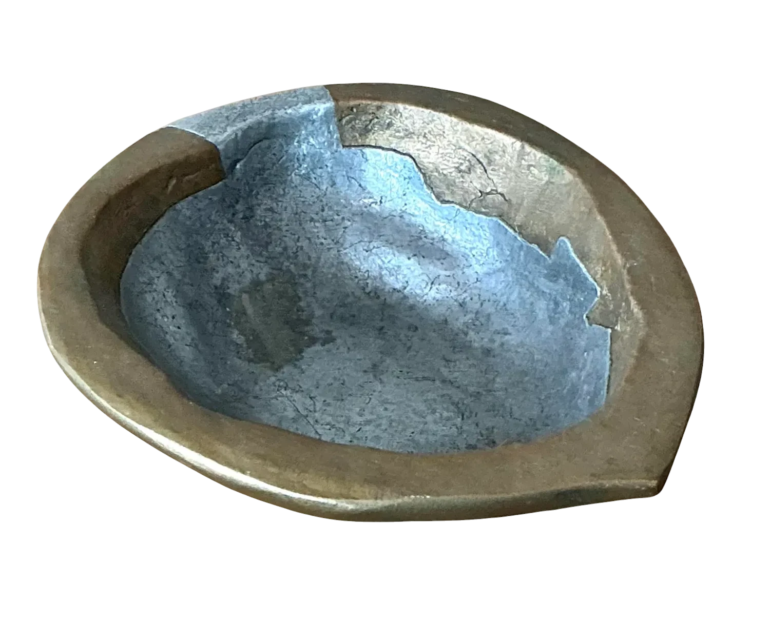 Vintage Brass and Pewter Walnut Bowl