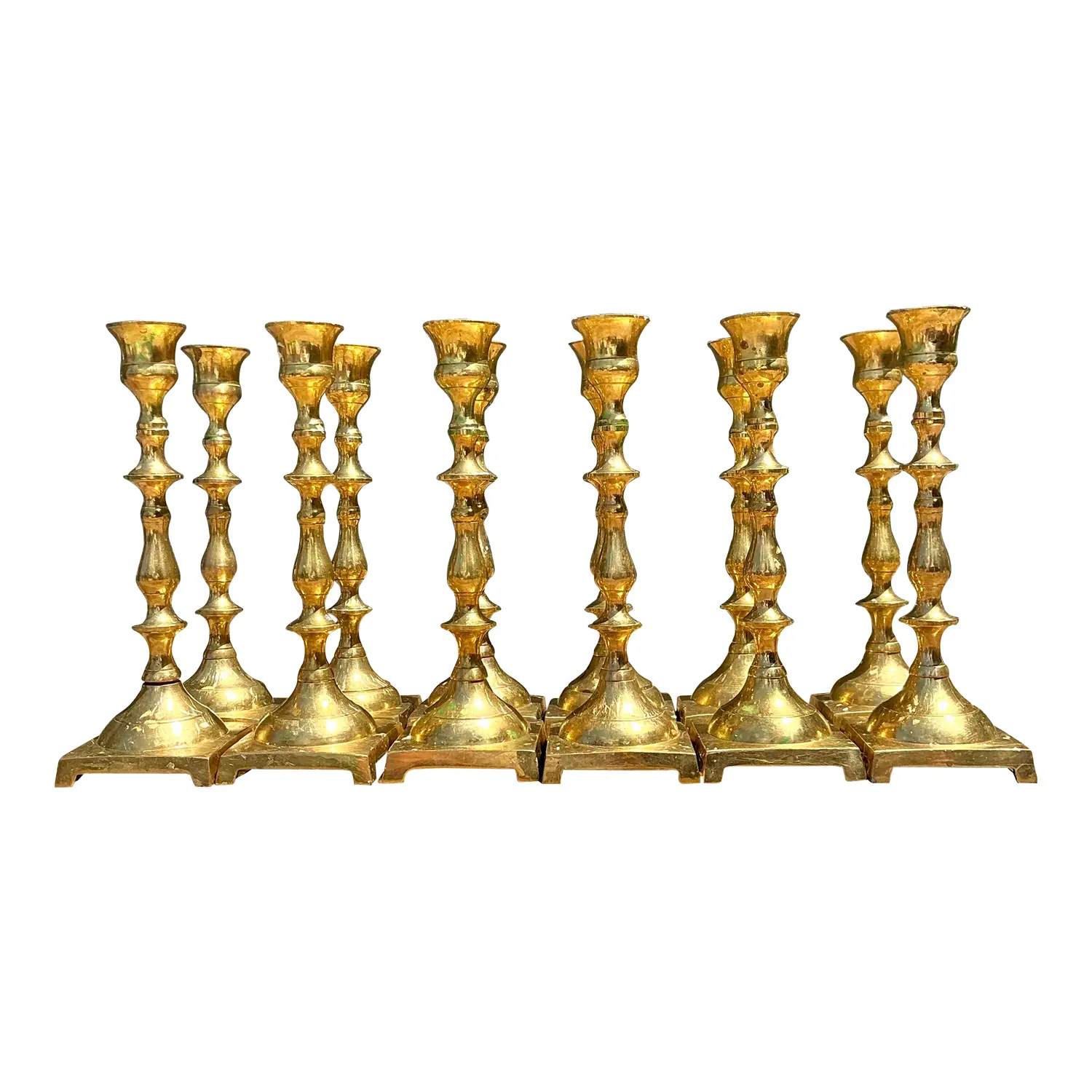 Vintage Brass Centerpiece Candles - Set of 12