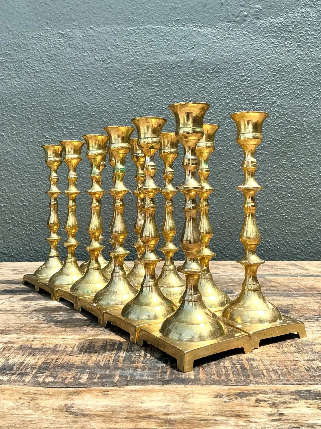 Vintage Brass Centerpiece Candles - Set of 12 - Detail view