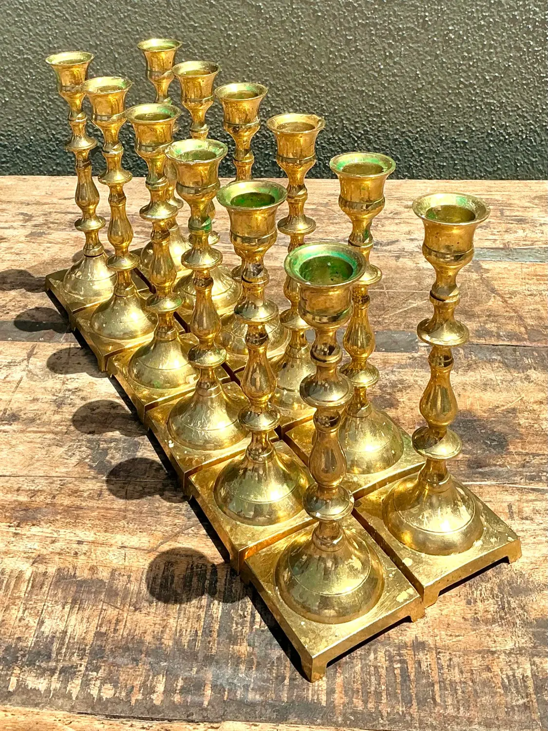 Vintage Brass Centerpiece Candles - Set of 12 - Side view