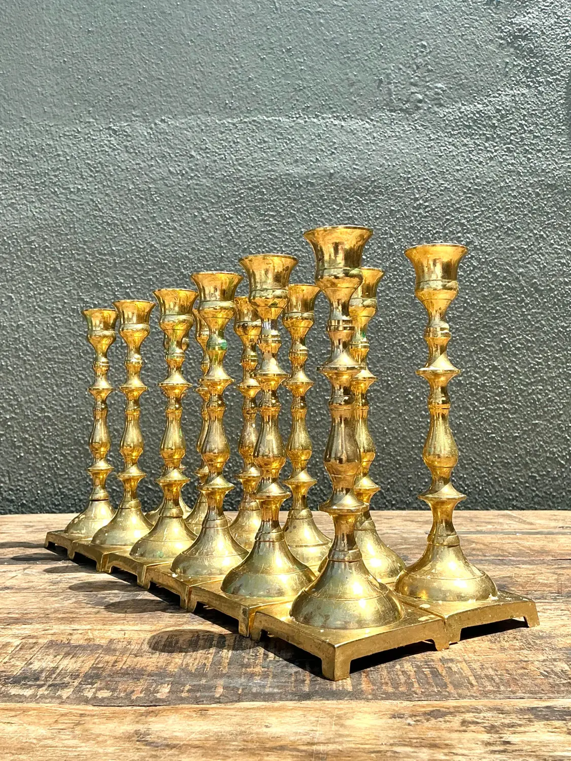 Vintage Brass Centerpiece Candles - Set of 12 - Top view