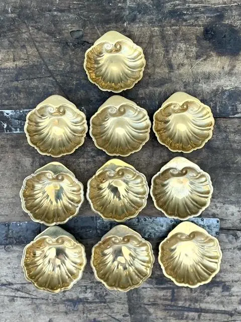 Vintage Brass Clamshell Ashtrays - Set of 10