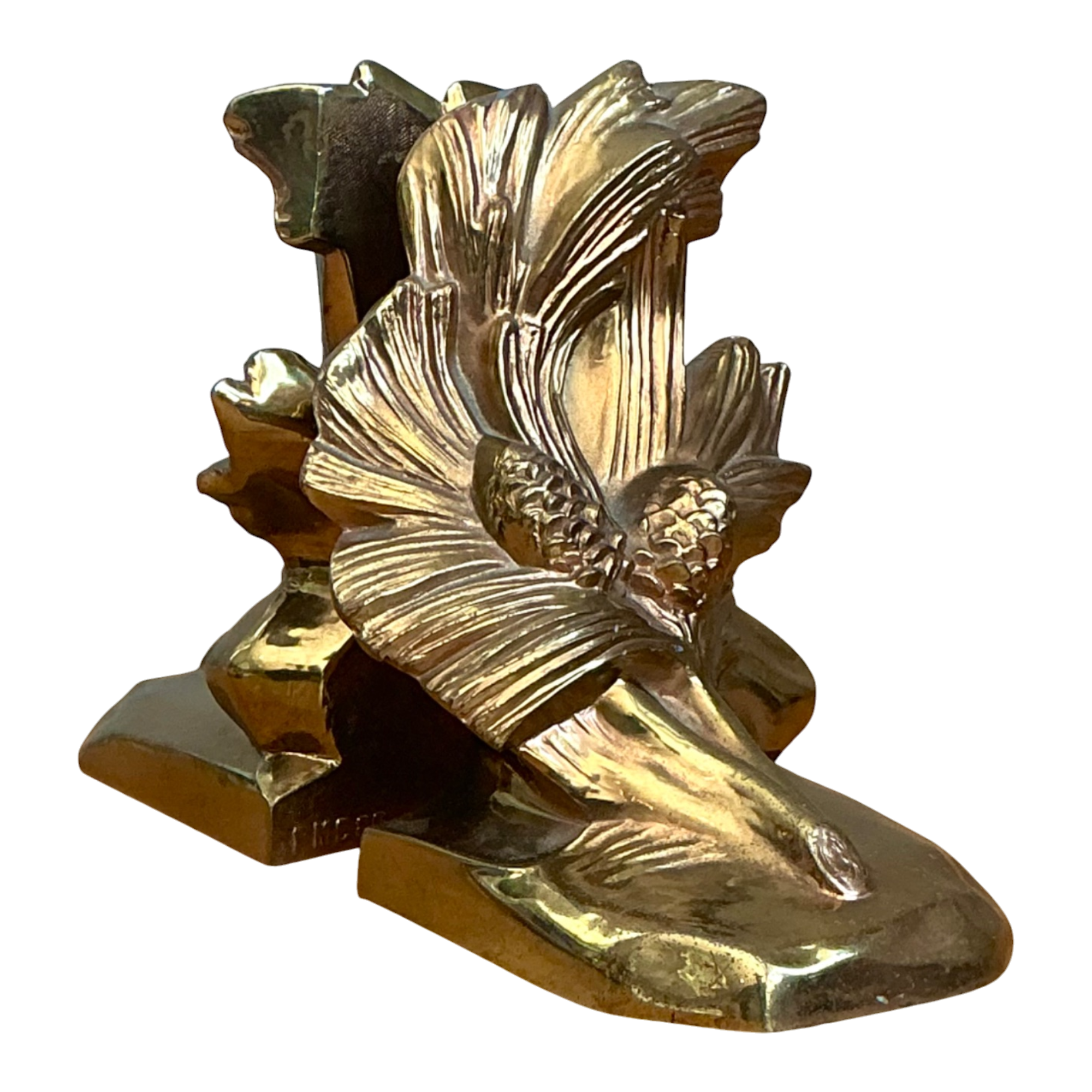 Vintage Brass Pinecone Bookends