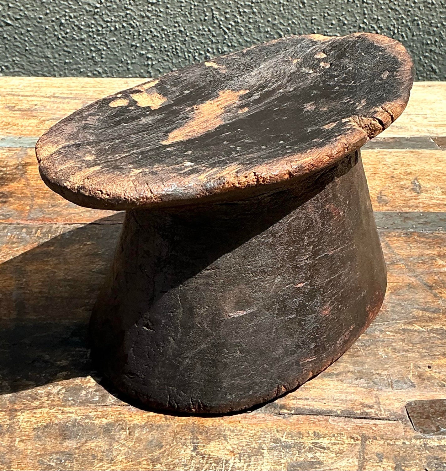 Vintage Brazilian Carved Wood Head Rest - Detail view