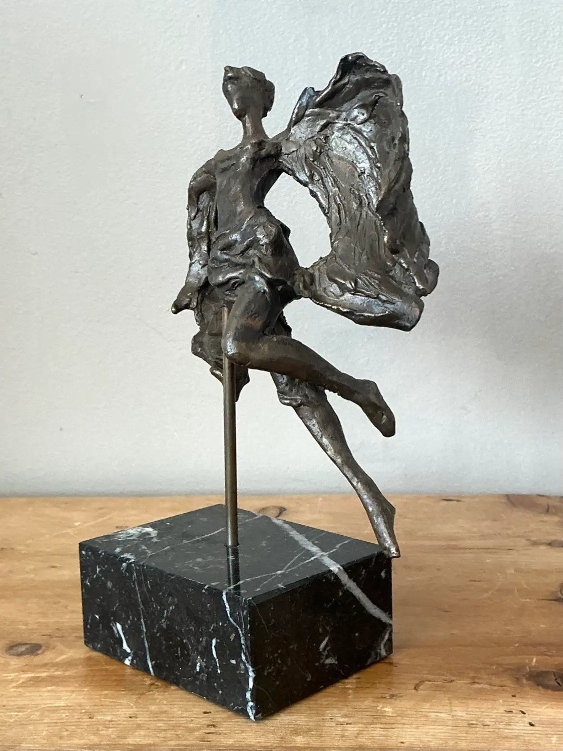 Vintage Bronze Flying Angle Sculpture - Detail view
