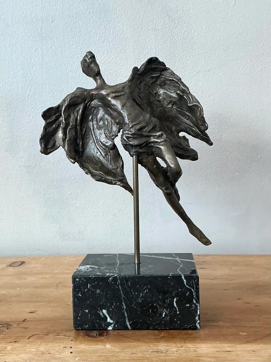 Vintage Bronze Flying Angle Sculpture - Top view