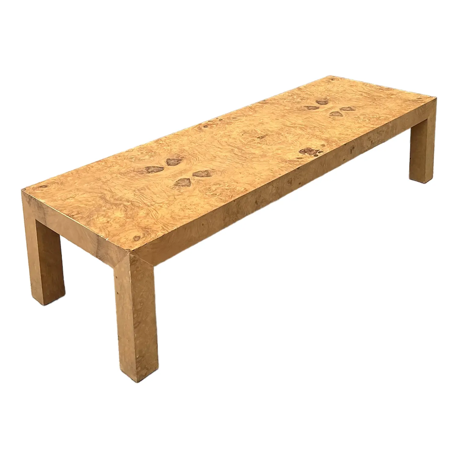 Vintage Burl Wood Parsons Coffee Table