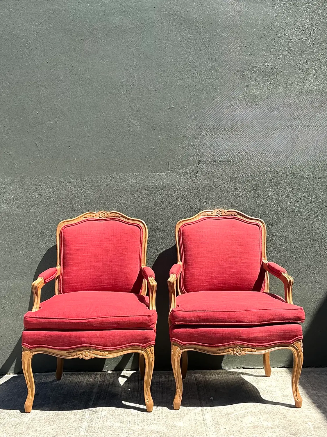 Vintage Carved Fauteuil Chairs - A Pair