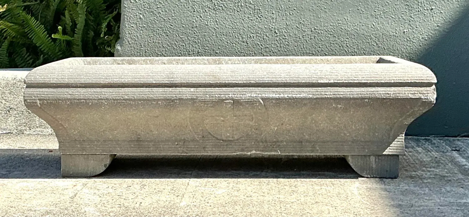 Vintage Carved Stone Engraved Planter - Detail view