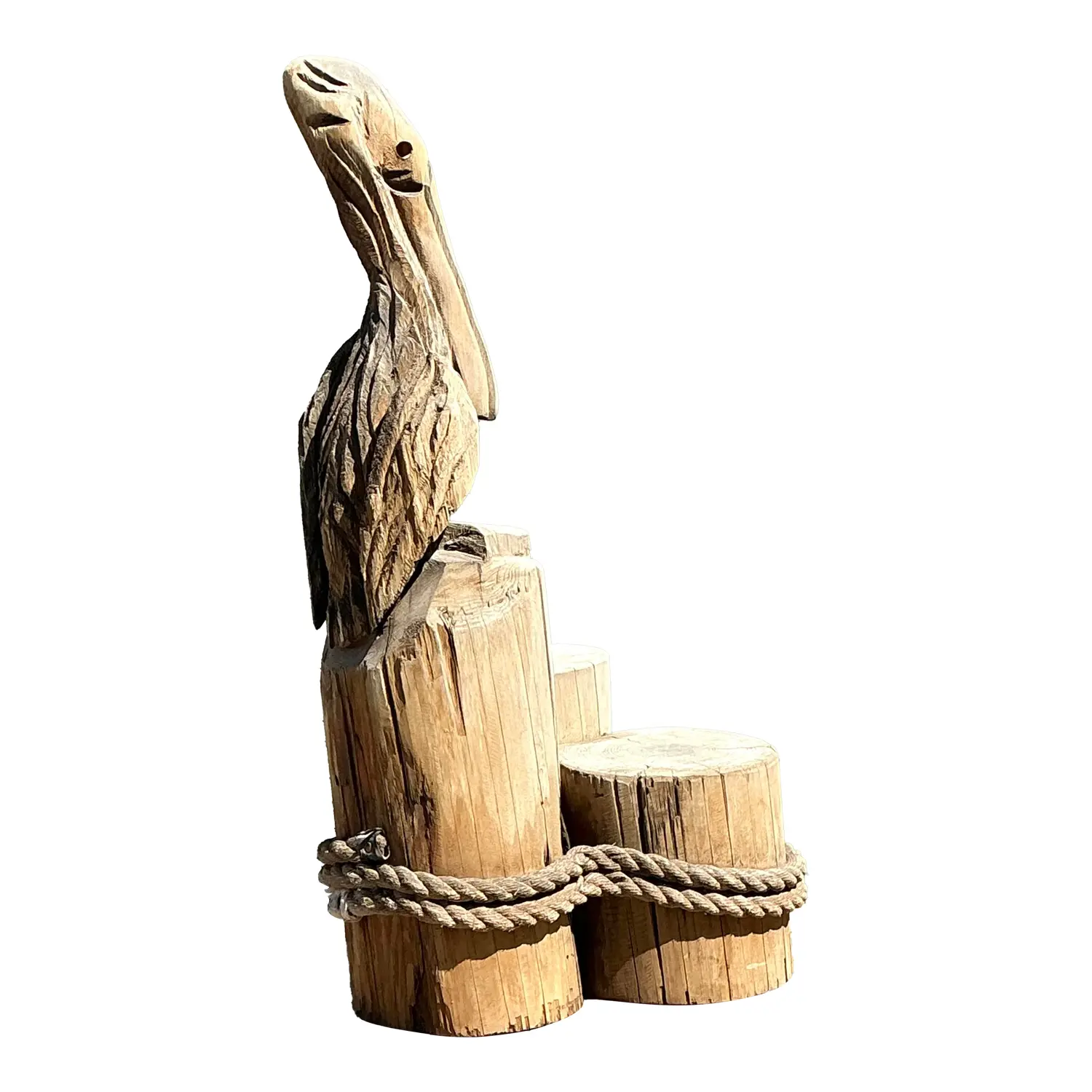 Vintage Carved Wood Pelican on the Docks