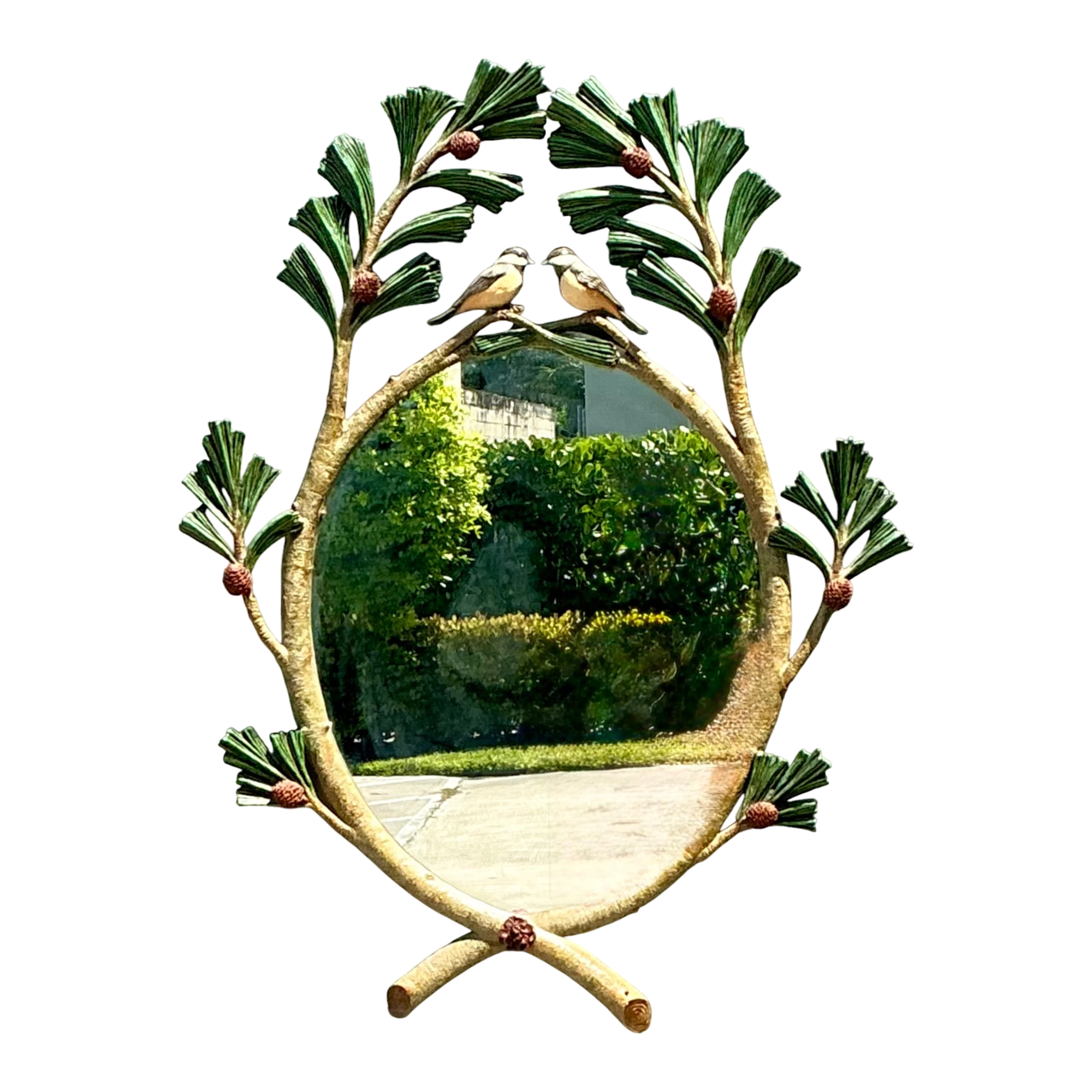 Vintage Carvers Guild “Chickadees In Pine Bough” Mirror