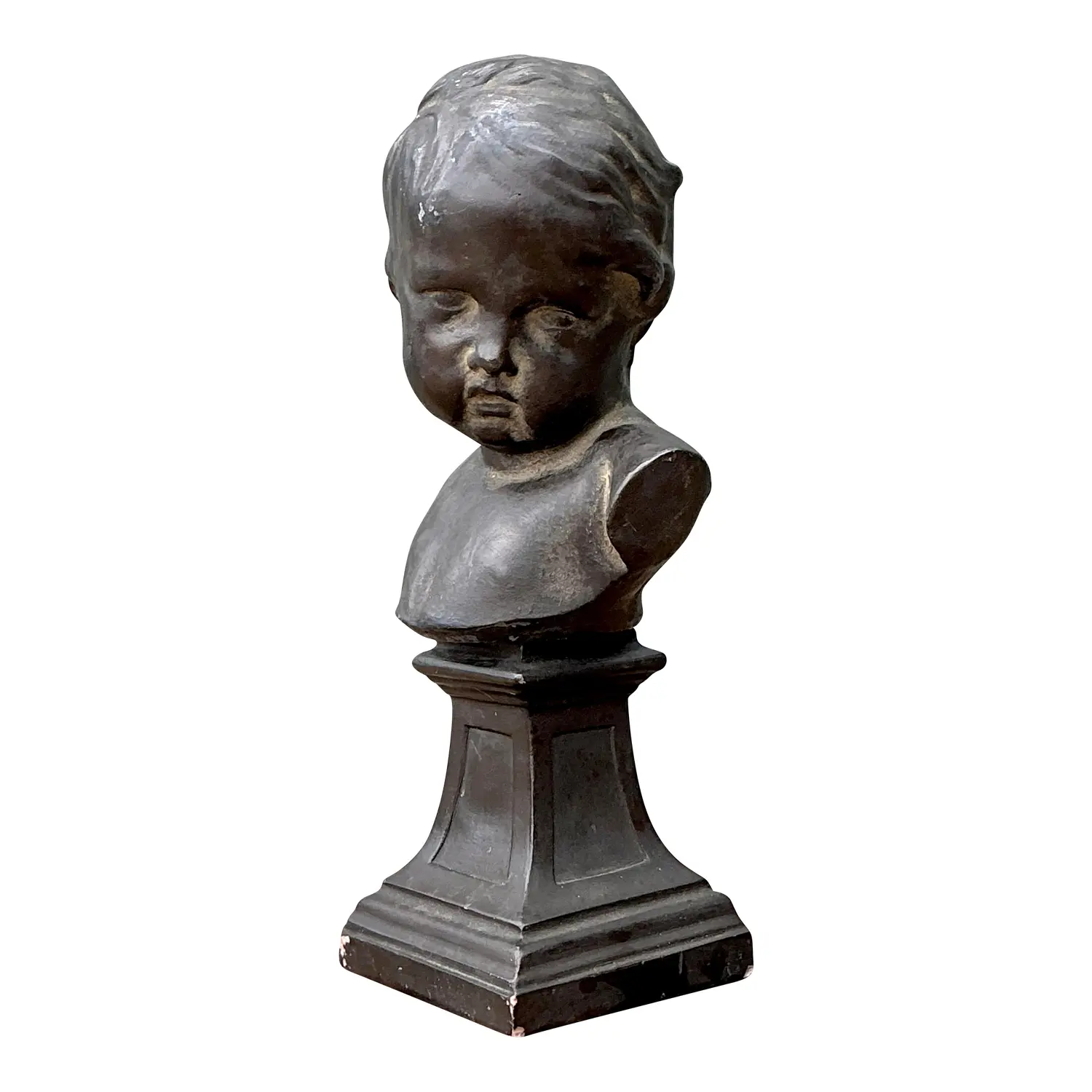 Vintage Cast Bronze Bust of Baby