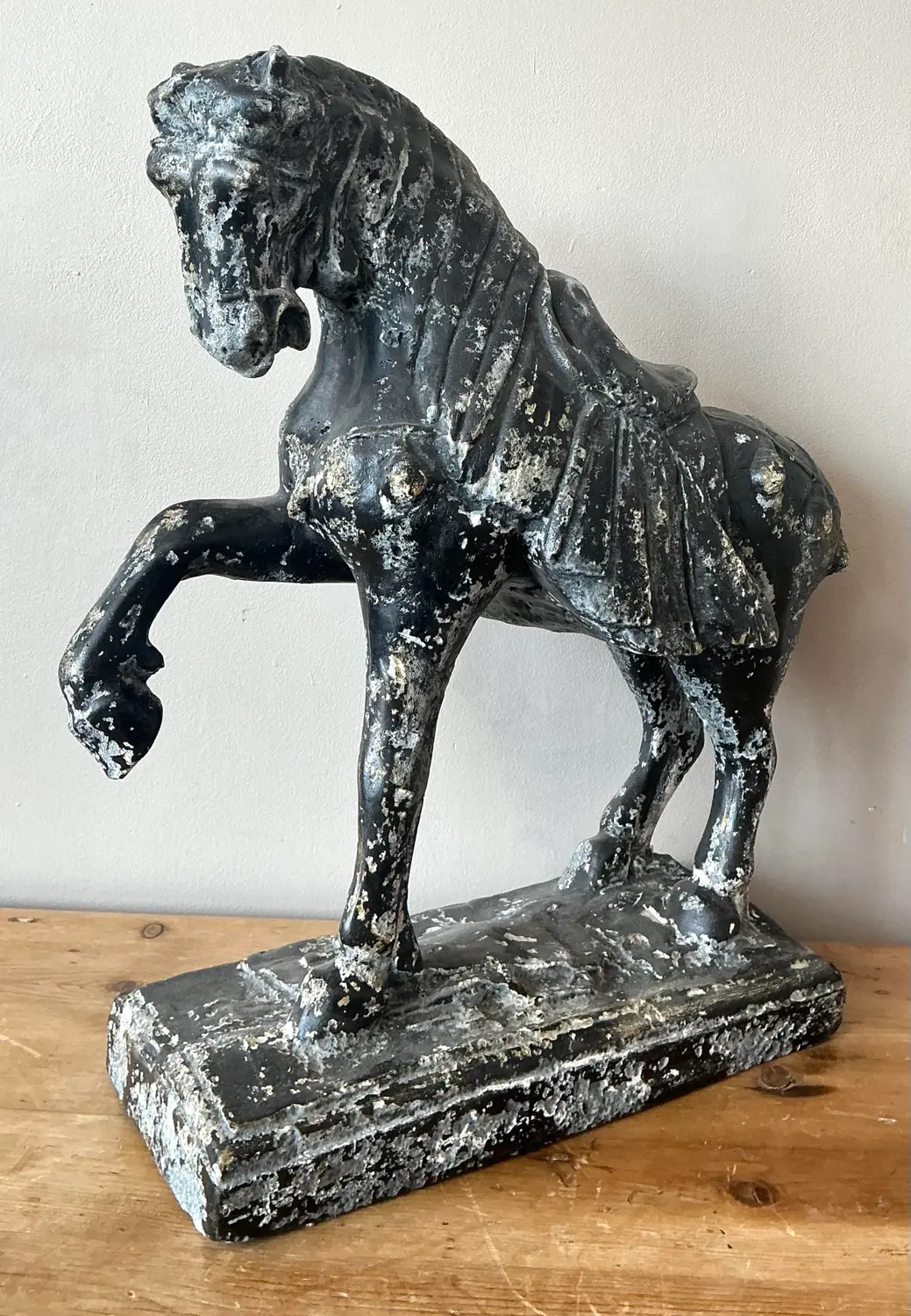 Vintage Cast Concrete Tang Horse - Top view