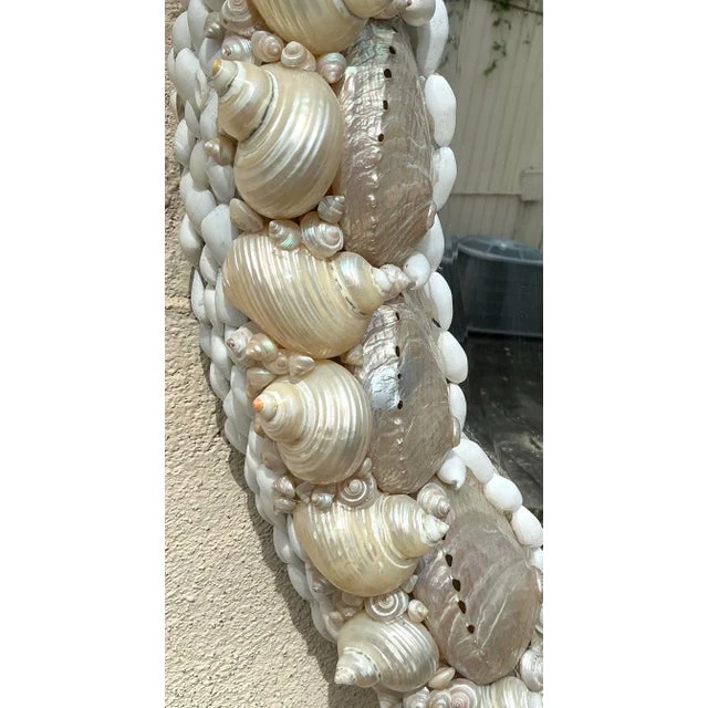 Vintage Coastal Shell Encrusted Oval Mirror - Detail view