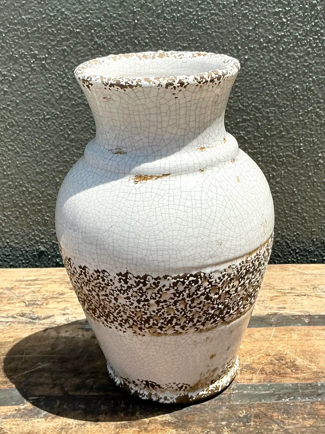 Vintage Crackle Glazed Ceramic Vase