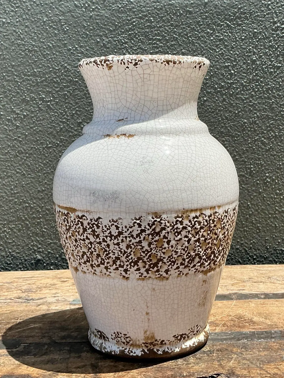Vintage Crackle Glazed Ceramic Vase - Detail view