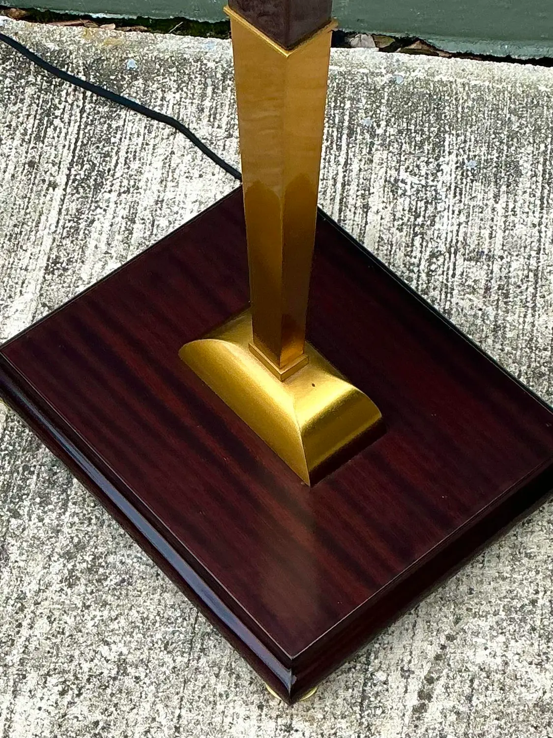 Vintage Deco Zebra Wood and Brass Floor Lamp