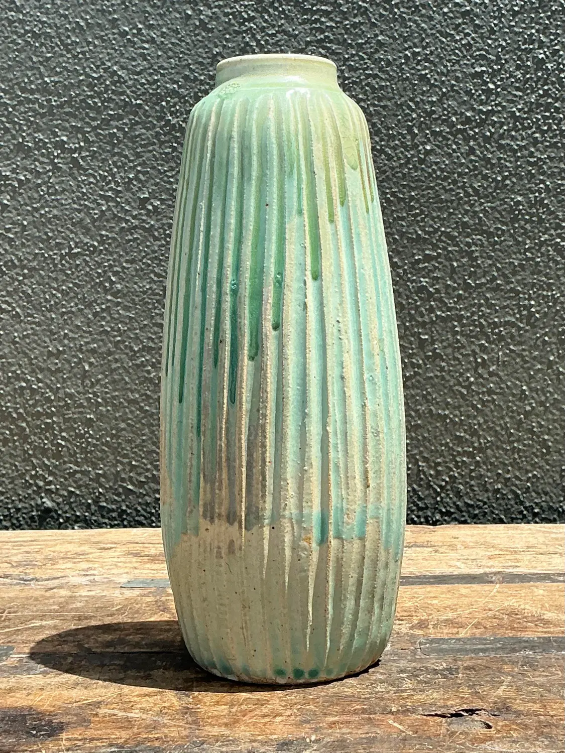 Vintage Drip Glazed Ceramic Vase - Detail view