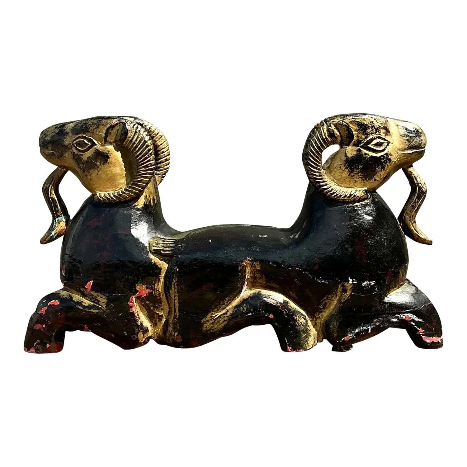 Vintage Egyptian Gilt Tipped Rams Head Sculpture