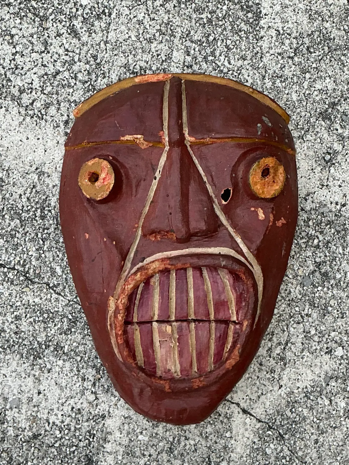 Vintage False Face Society Iroquois Mask - Detail view