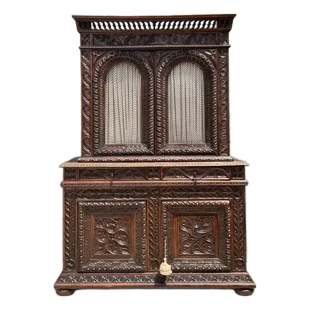 Vintage French Hand Carved Cabinet - Detail view