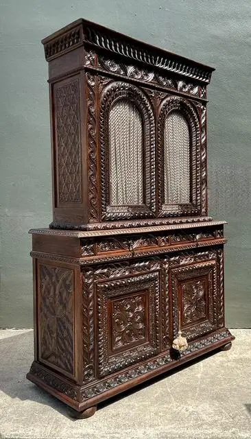 Vintage French Hand Carved Cabinet - Back view