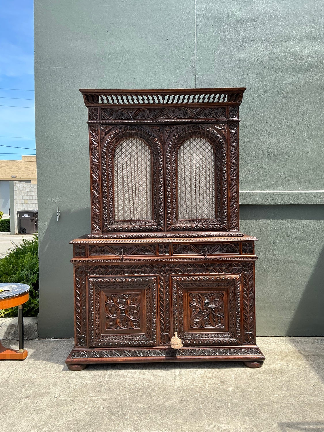 Vintage French Hand Carved Cabinet - Top view