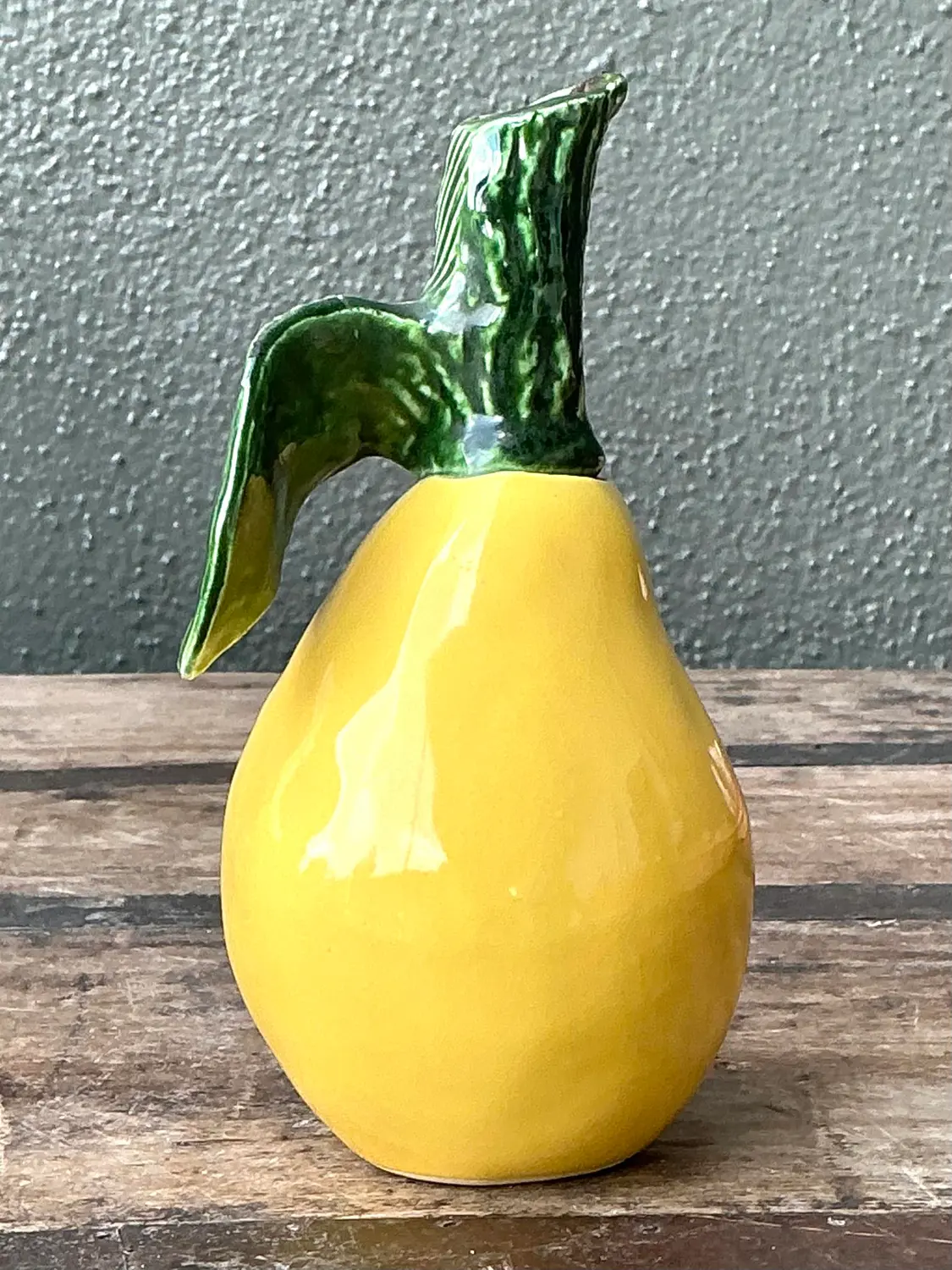 Vintage Glazed Ceramic Small Pitcher - Side view