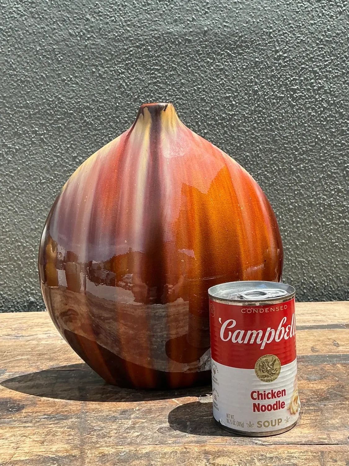 Vintage Glazed Ceramic Vase - Ceramic, 8.75W x 10H - Detail view