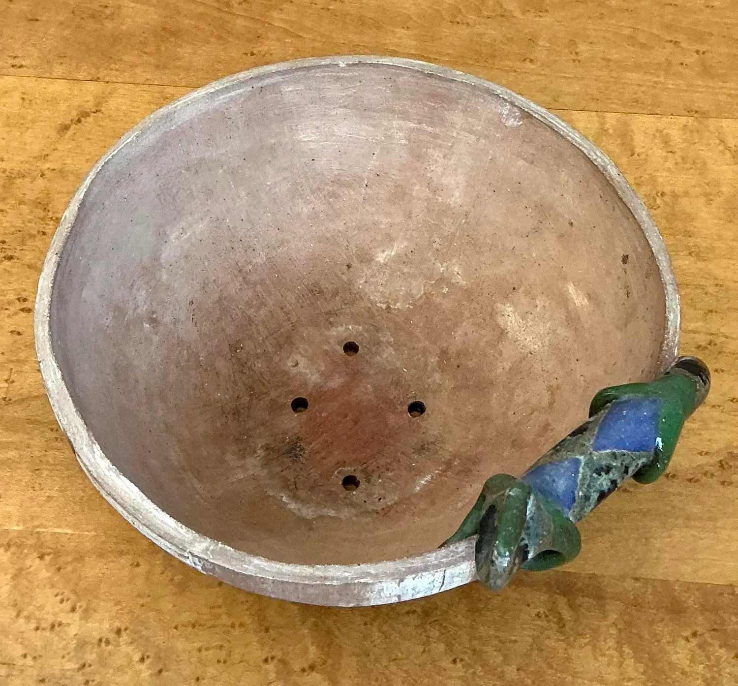 Vintage Glazed Terracotta Lizard Planter - Side view