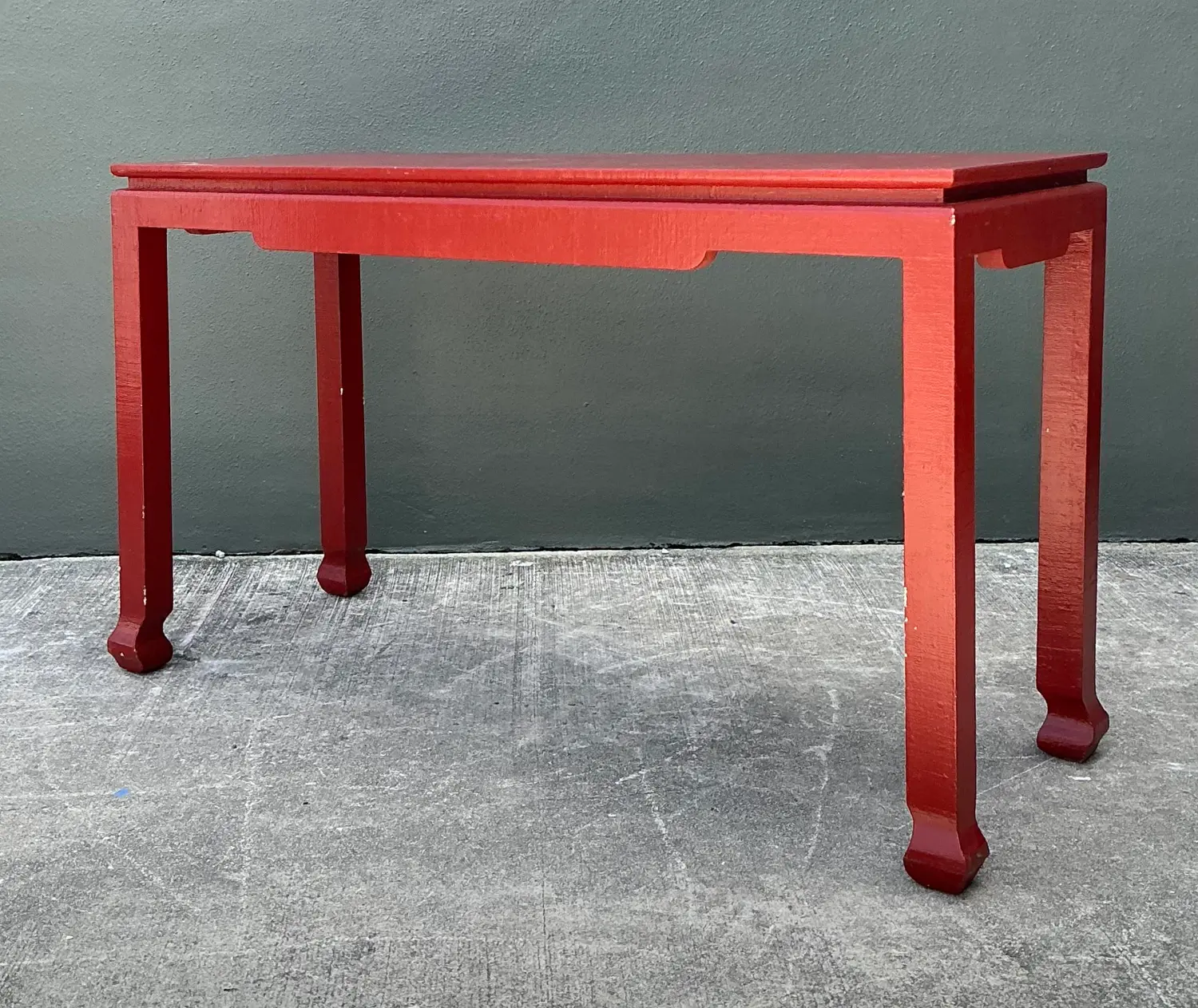 Vintage Grasscloth Ming Console Table - Side view