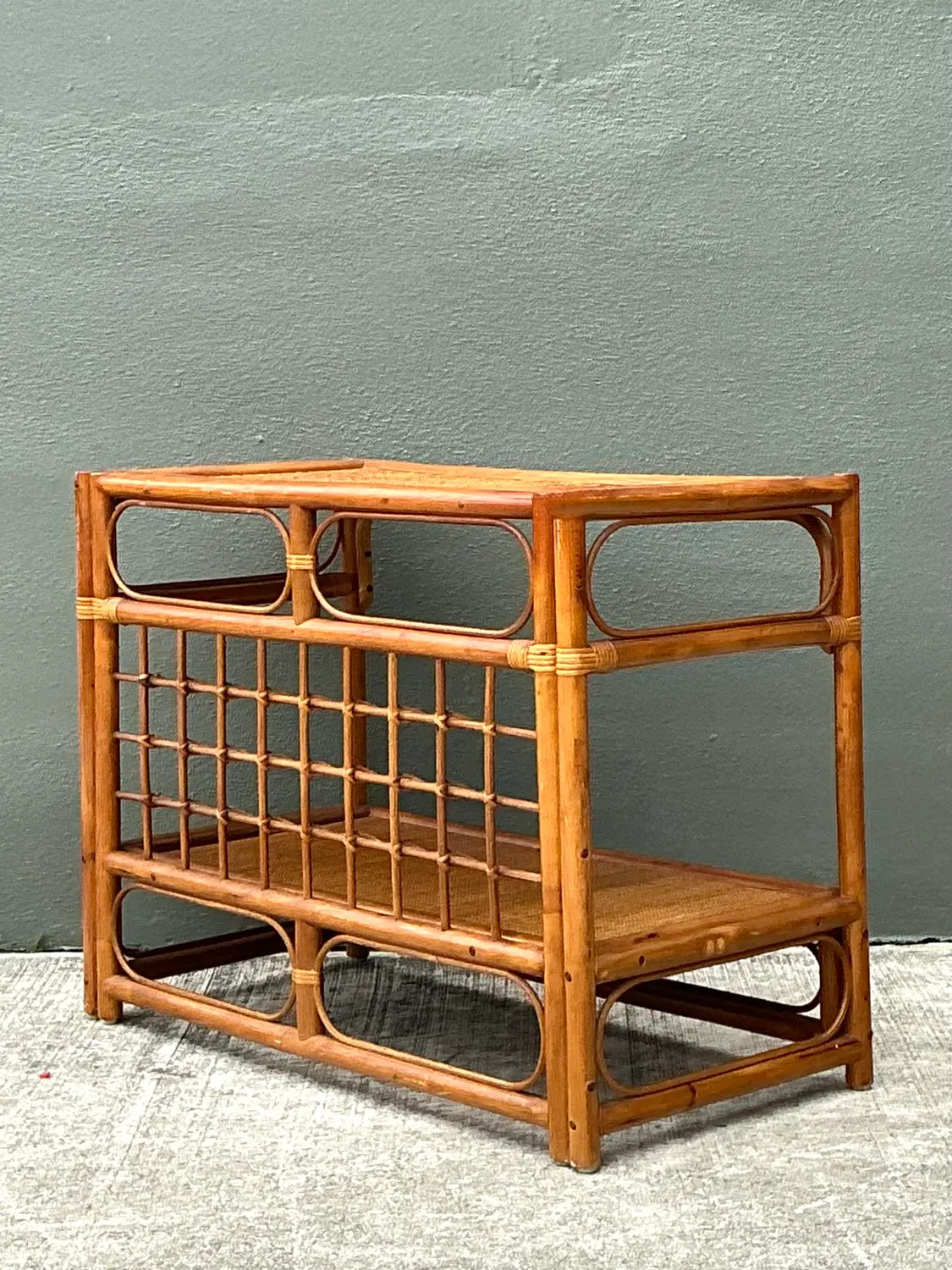 Vintage Grid Rattan Sideboard