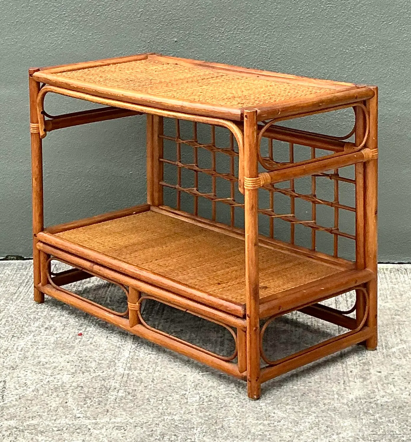 Vintage Grid Rattan Sideboard - Detail view