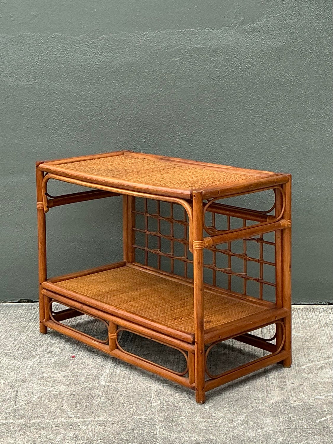 Vintage Grid Rattan Sideboard - Back view