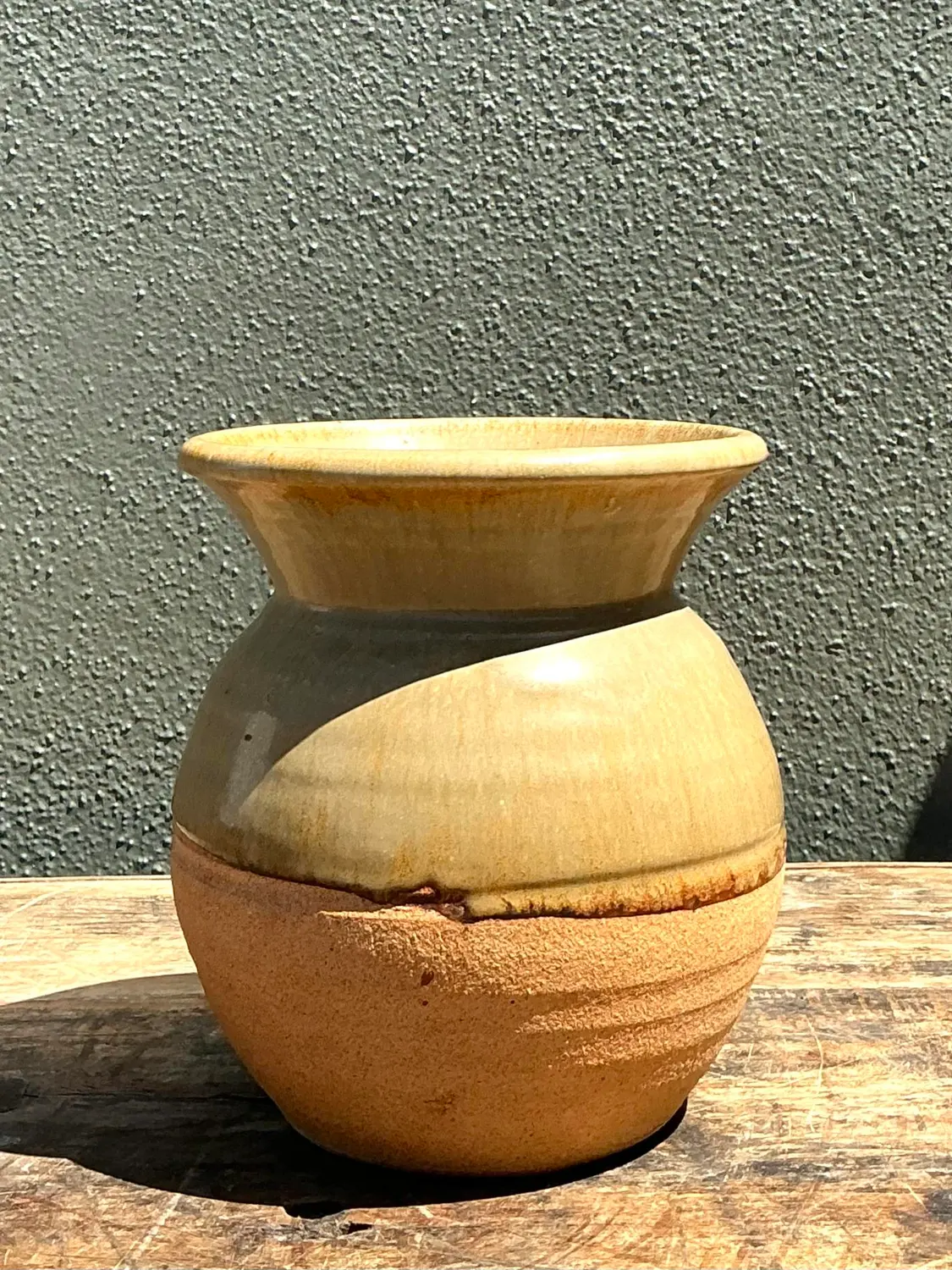 Vintage Half Glaze Pottery Vase