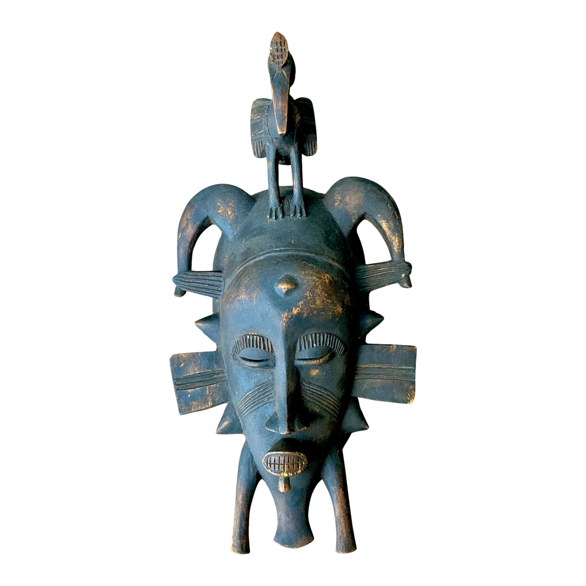 Vintage Hand Carved Tribal Mask - Resin, 7.75W x 14.75H