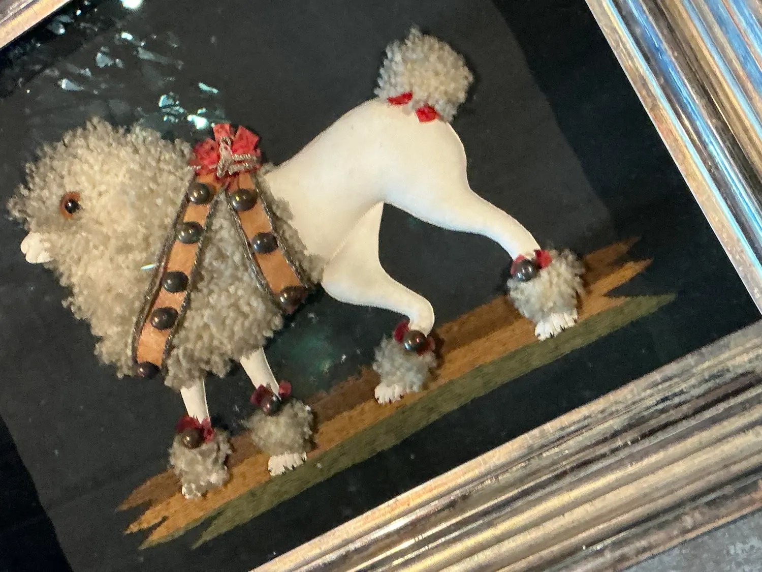 Vintage Hand Embroidered Poodle - Back view