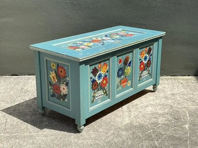 Vintage Hand Painted Blanket Trunk