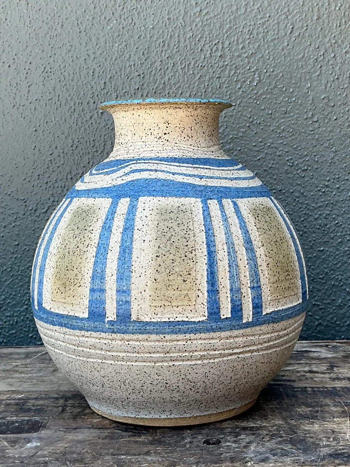 Vintage Hand Painted Original Studio Pottery Vase - Side view